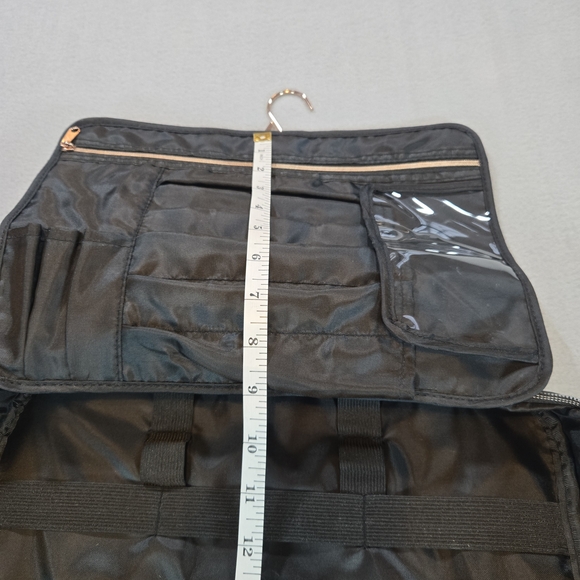 Black Hanging Travel Makeup Bag Large Cosmetic Organizer Case Clear Zip Pockets - Picture 5 of 12